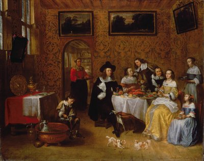 Eine Adelsfamilie beim Essen von Gillis van Tilborgh the younger